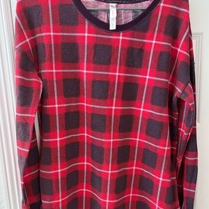 Gilligan & O'Malley Red and Black Plaid Long Sleeve Tee